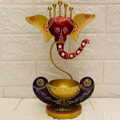 Intricately Crafted Spiritual Decor Ganesha with Tealight Candle Holder