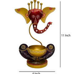 Intricately Crafted Spiritual Decor Ganesha with Tealight Candle Holder