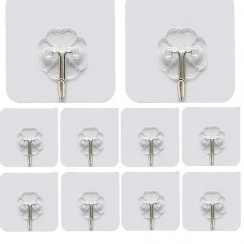 Hooks-Transparent Self Adhesive Hooks Hanger(Pack of 12)